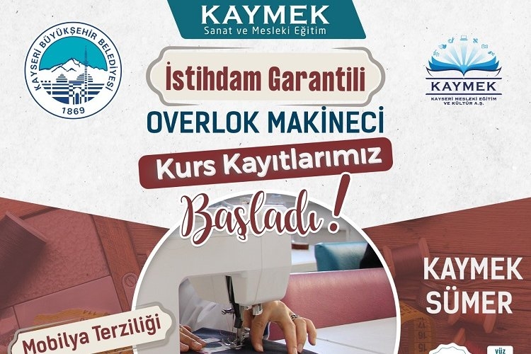 Kayseri Büyükşehir'den istihdam garantili overlok kursu