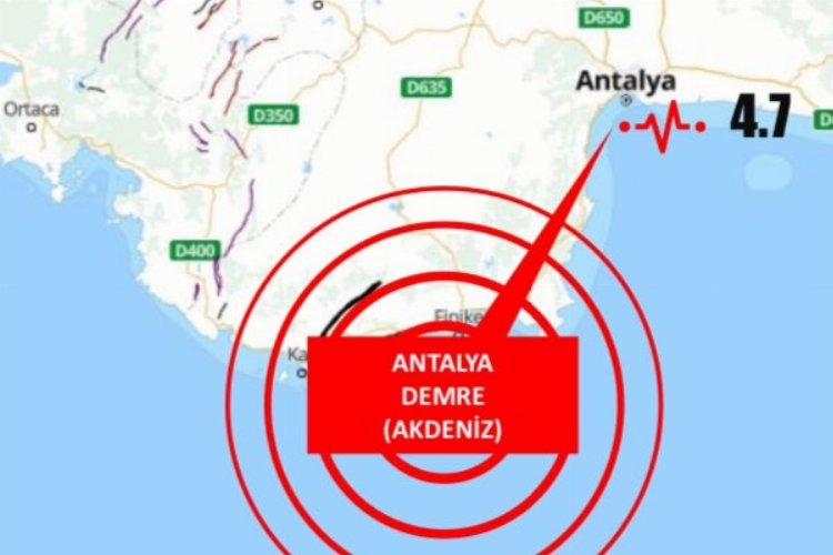 Antalya'da 4,7 büyüklüğünde deprem!