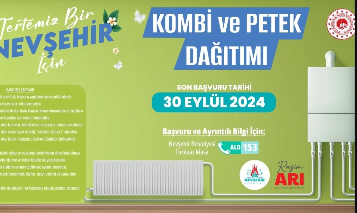 Nevşehir Belediyesi'nden Kombi ve Petek Yardımı