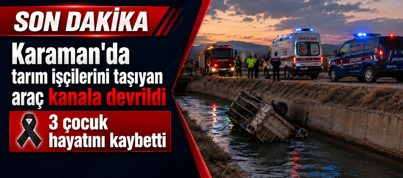 Karaman’da Tarım İşçilerini Taşıyan Araç Kanala Devrildi: 3 Çocuk Hayatını Kaybetti