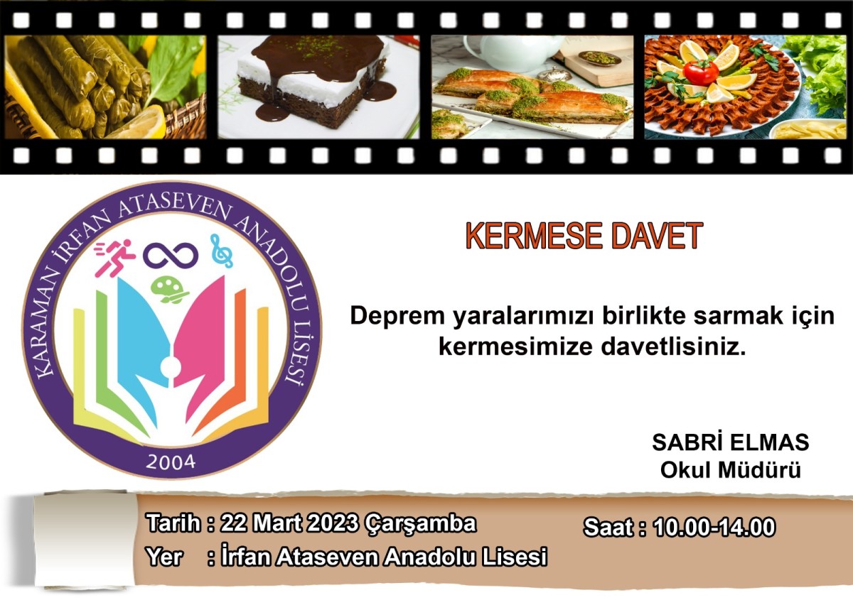 İrfan Ataseven Anadolu Lisesi'nden Kermese Davet