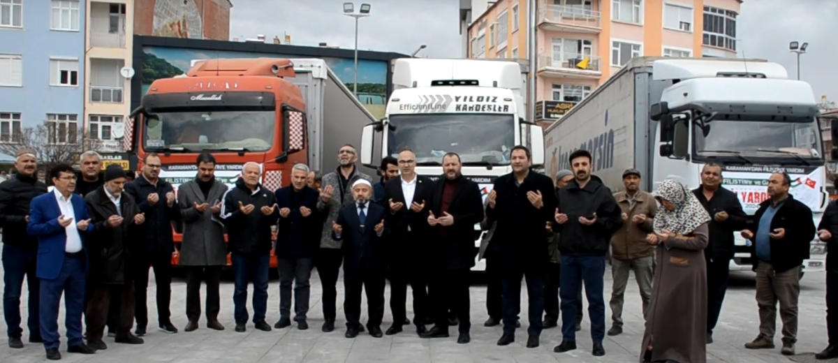 Gazze ve Filistin’e 3 TIR’lık İnsani Yardım Tırı Karaman'dan Gönderildi