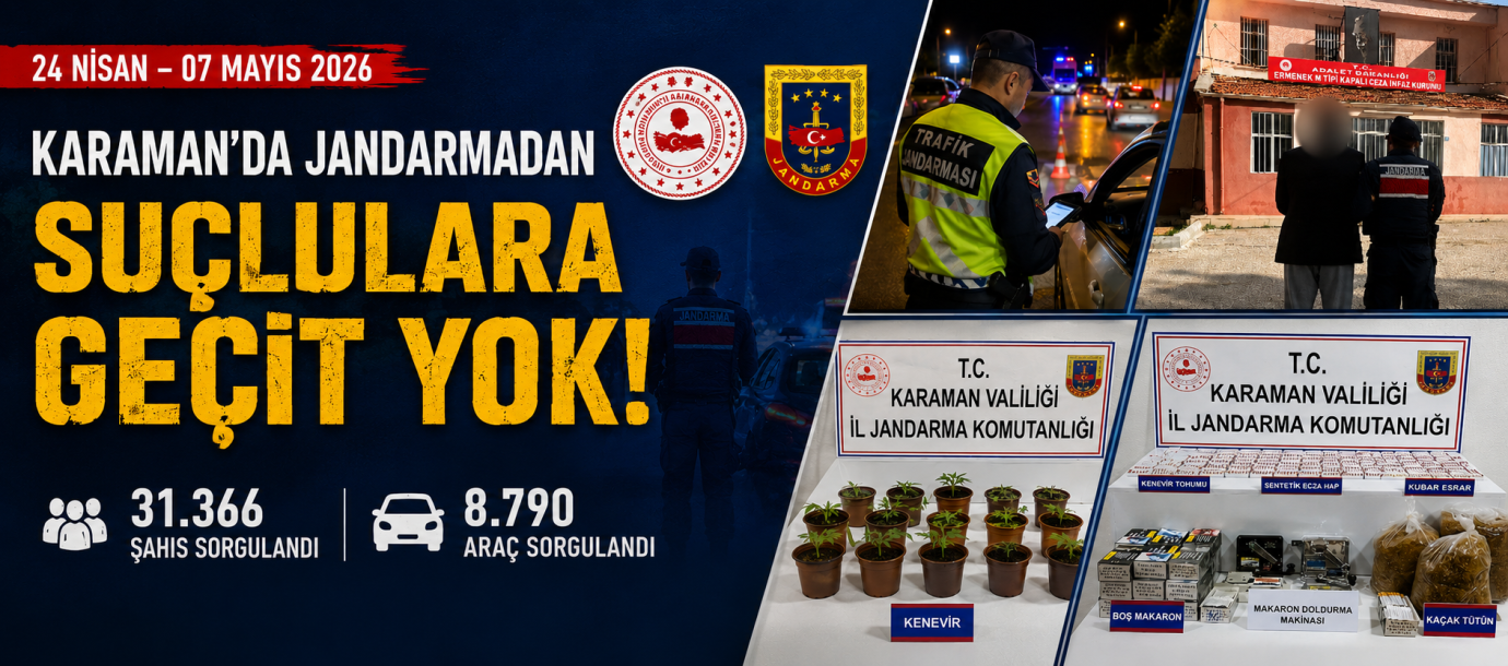 Karaman’da Jandarmadan Suçlulara Geçit Yok