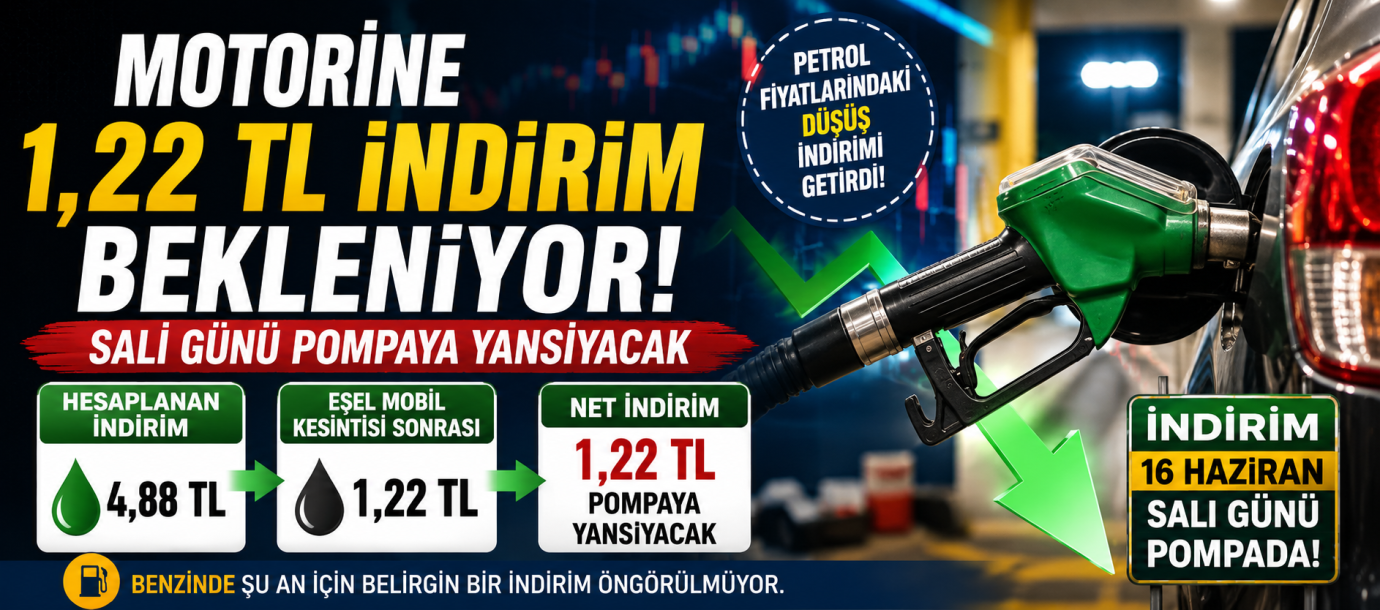 Motorine İndirim Beklentisi: Salı Günü Pompaya 1,22 TL Yansıyabilir
