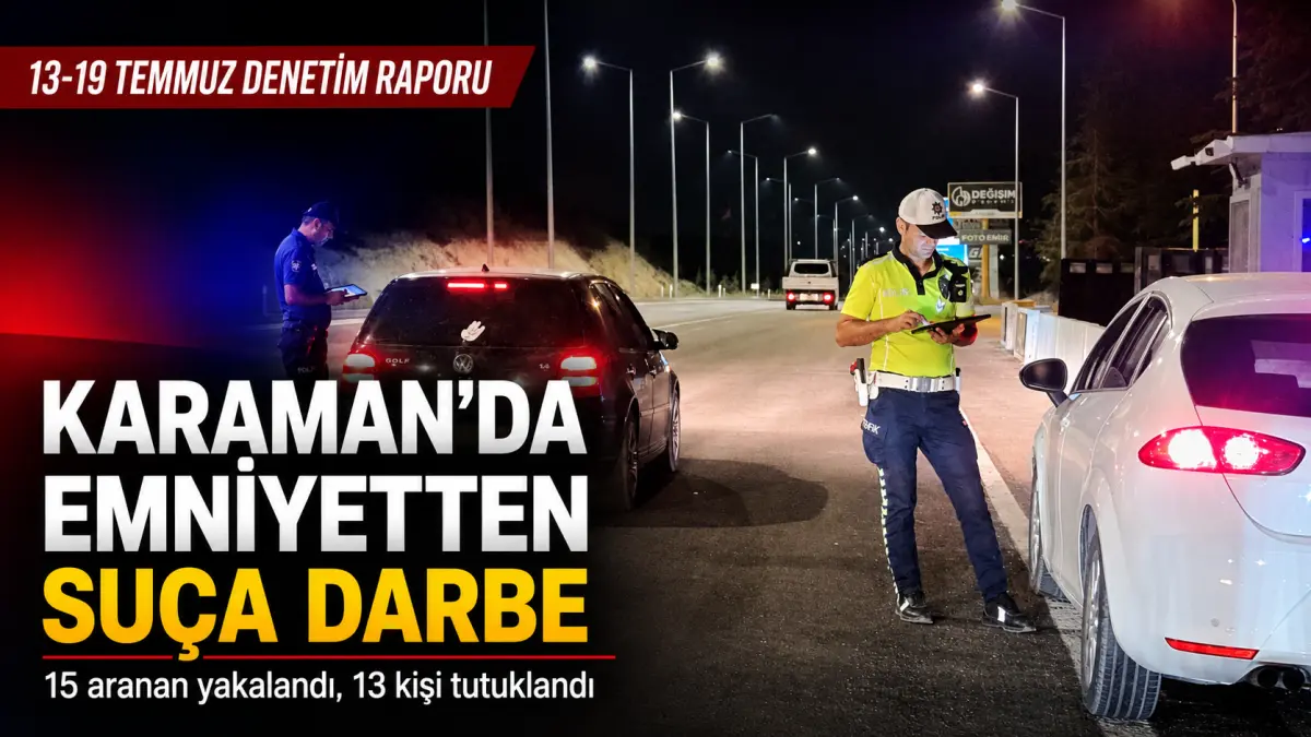Karaman’da Suça Geçit Yok: 15 Aranan Yakalandı, 13 Şüpheli Tutuklandı