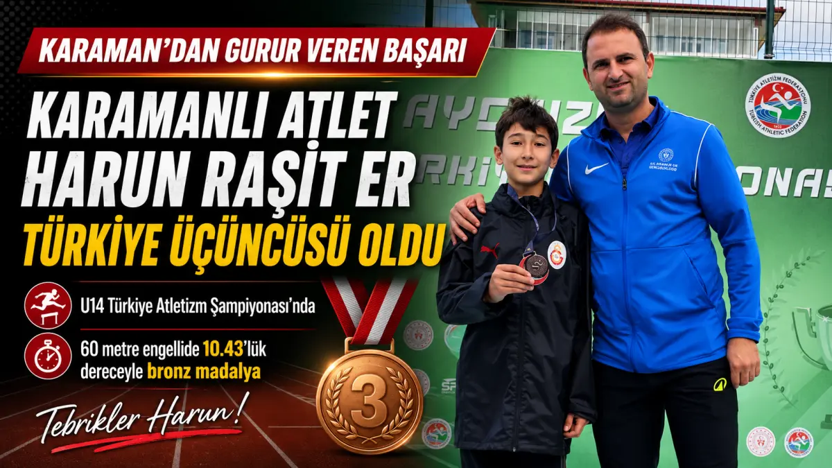 Karamanlı Atlet Harun Raşit Er, Türkiye Üçüncüsü Oldu
